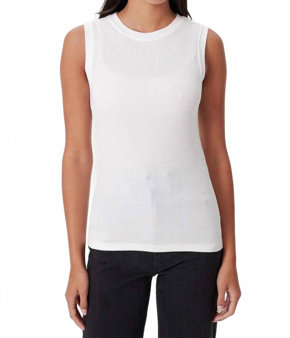NEW GOLDIE rib sleeveless shell tee in white